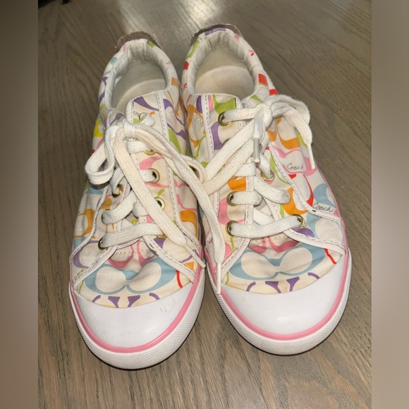 Coach Barrett Low Top Multicolor Logo Sneakers women’s size 9 - Picture 3 of 8